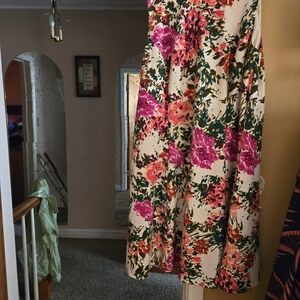 Floral white green and pink sleeves Liz claiborne dress